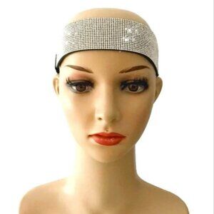 Headband for women rhinestone crystal diamond flat wide elastic stretch headband